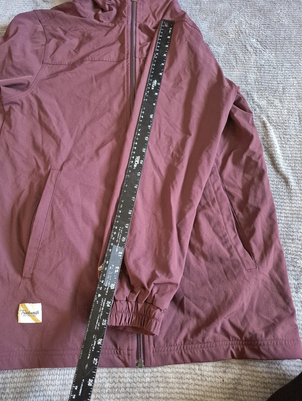 Tracksmith NDO Jacket Womens Hooded Full-Zip, burgundy, Size S wool blend - Picture 9 of 10